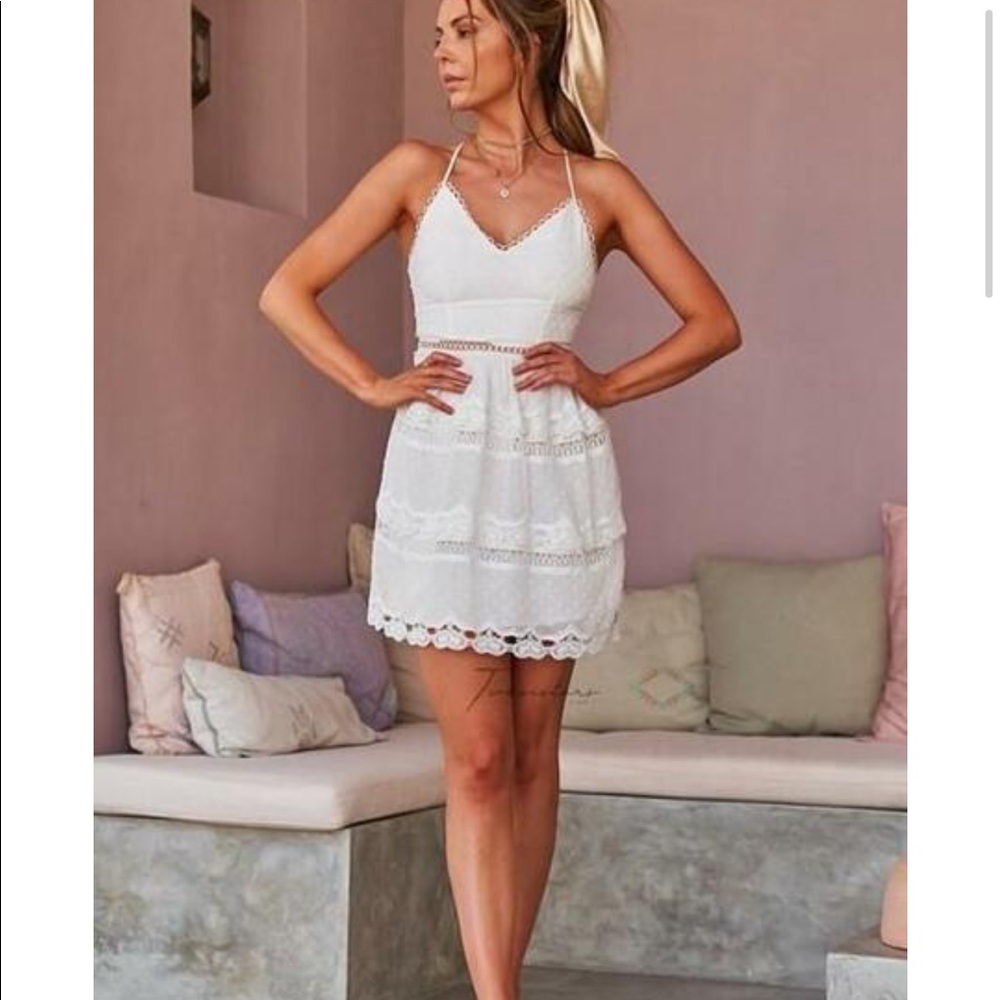 Two Sisters the Label crochet & Swiss dot pattern beach wedding dress